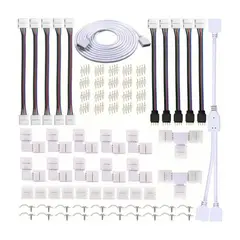 GENERICO - 74 Pzs Conector Broche Para Unir Tira Led Rgb 4 Pines 10mm Color BELUG