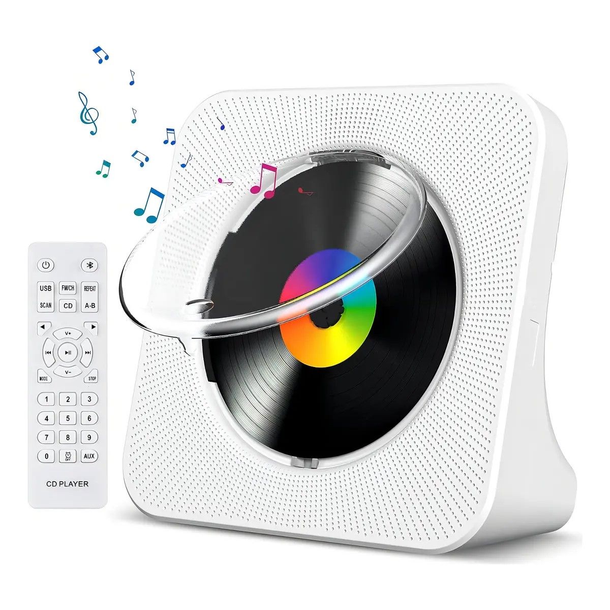 GENERICO - Reproductor Bluetooth de Cd Portátil con Bocina Estéreo Kc-718 Color Blanco BELUG