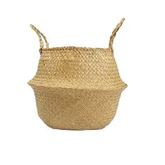 GENERICO - Cesta tejida de Mimbre de Hierba Marina 20 x 22 x 30 cm.