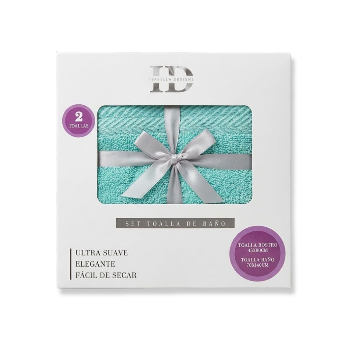 GENERICO - Set Premium De 2 Toallas De Baño - Isabella Designs celeste