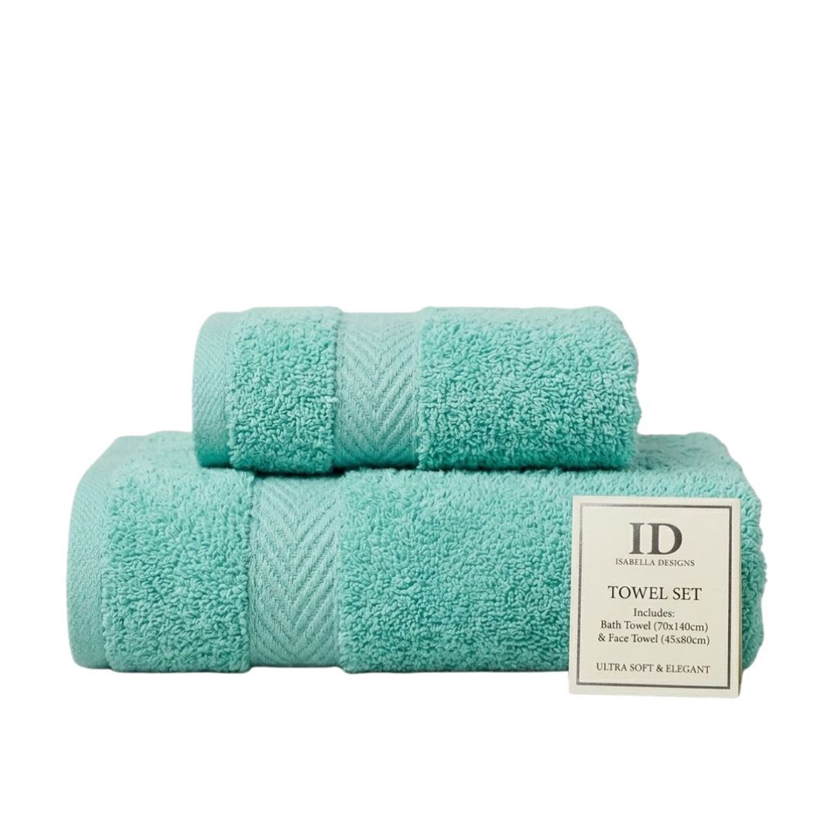 GENERICO - Set Premium De 2 Toallas De Baño - Isabella Designs celeste
