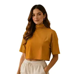 ACOCO - Polera Mujer Moka Cuello Alto Caramelo