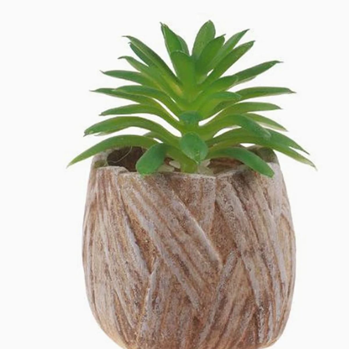 GENERICO - Flor artificial verde en macetero artesanal con piedras decorativas 5 x 8 cm