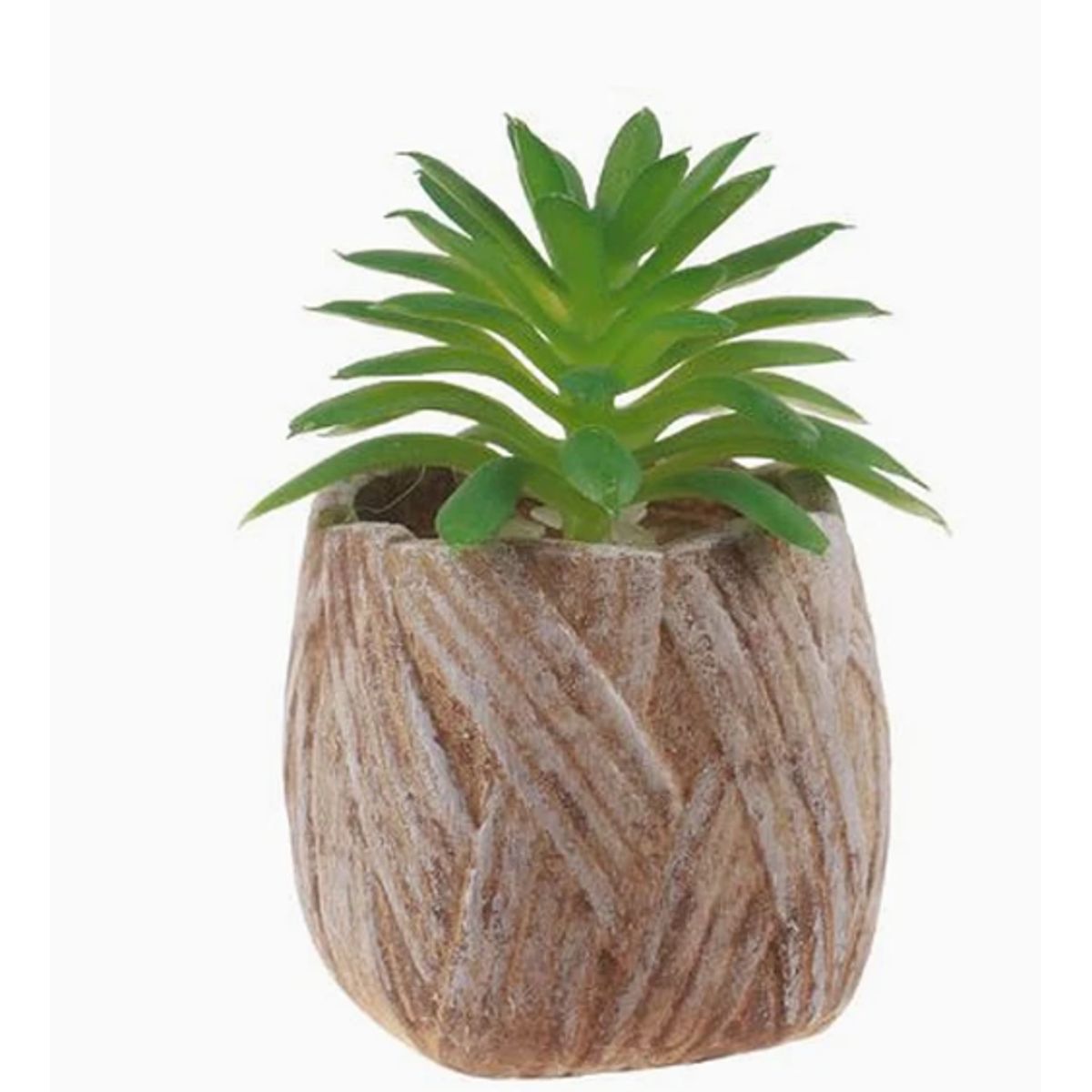GENERICO - Flor artificial verde en macetero artesanal con piedras decorativas 5 x 8 cm