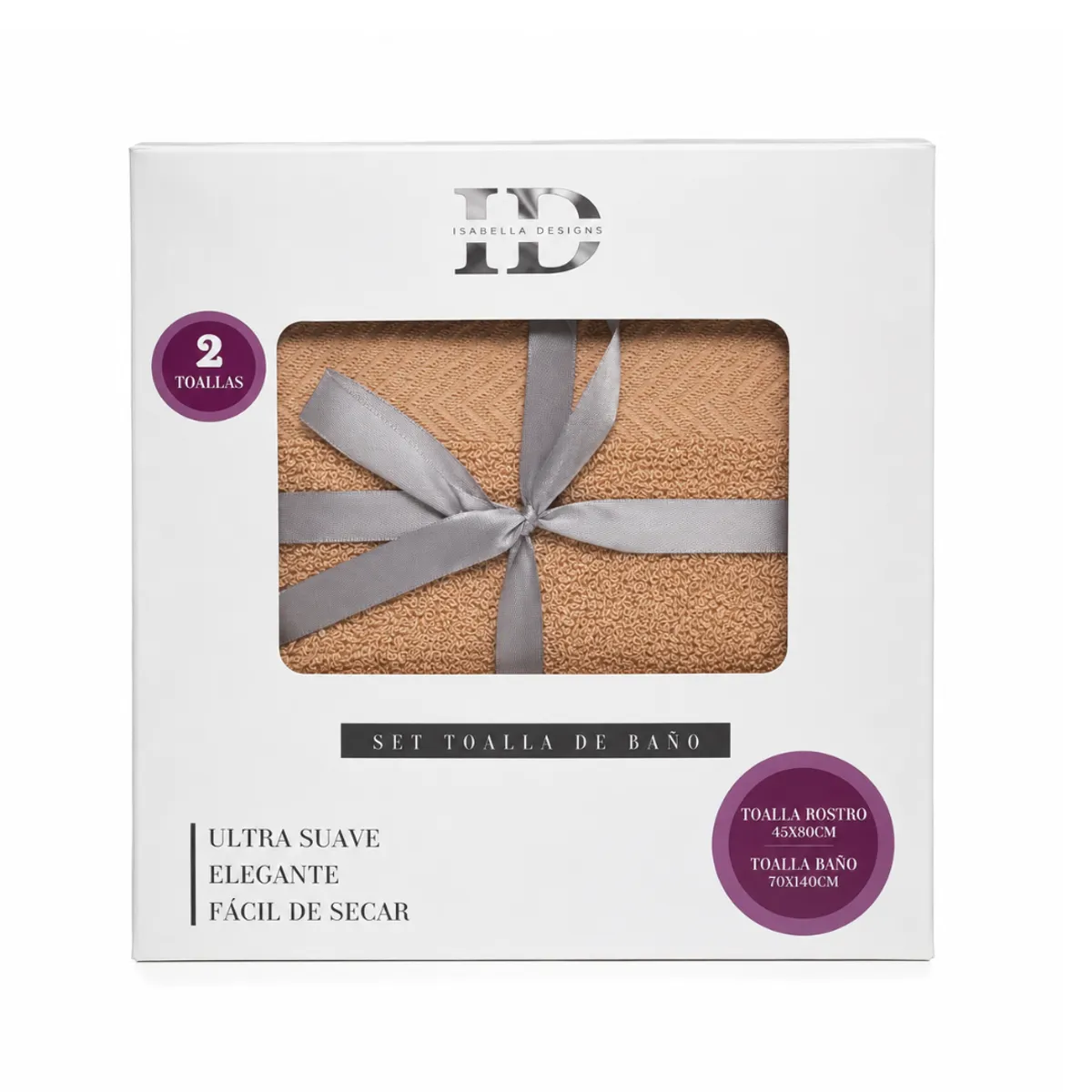 GENERICO - Set Premium De 2 Toallas De Baño - Isabella Designs cafe