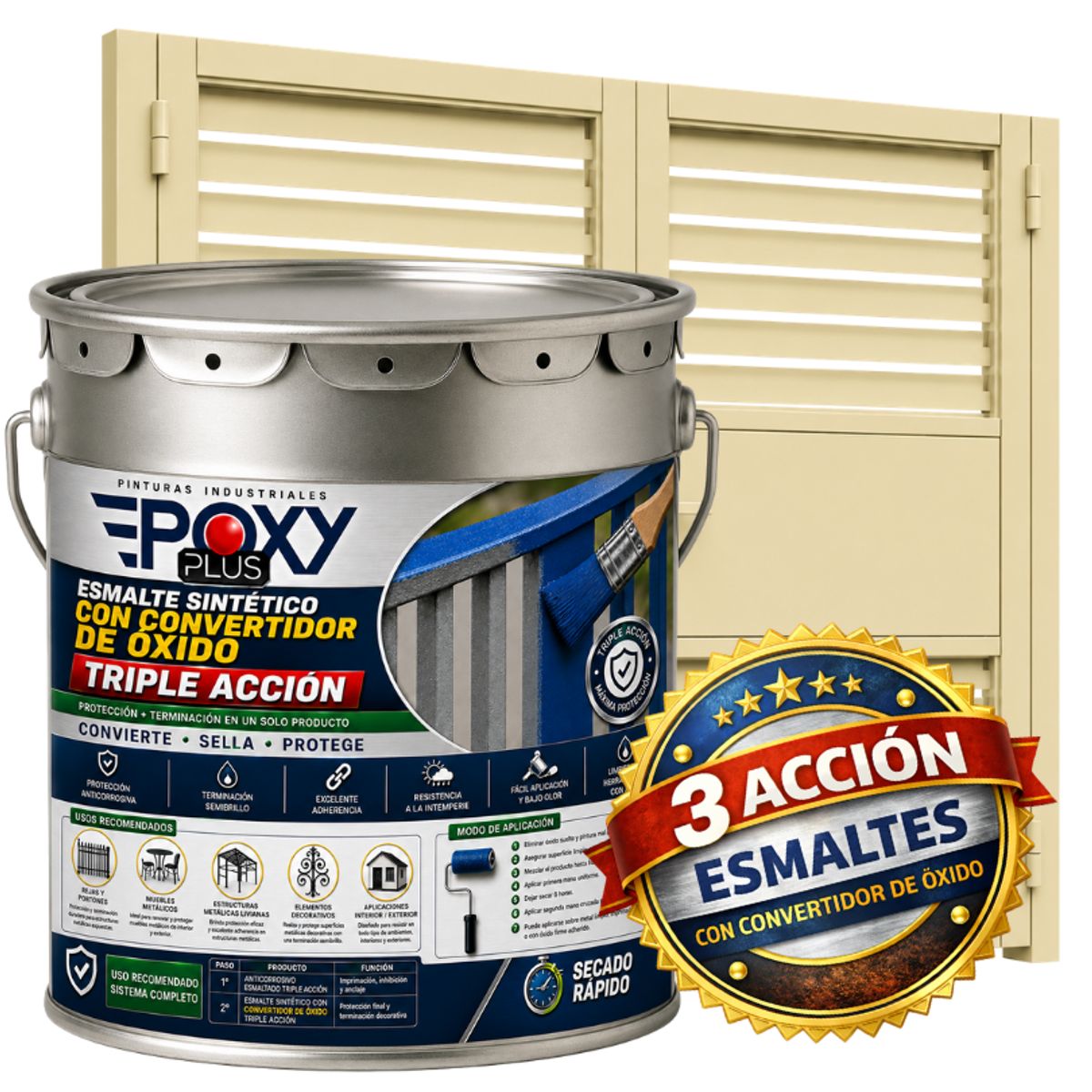 EPOXY - ESMALTE SINTETICO - CONVERTIDOR OXIDO -  TINETA 4G -  MARFÍL