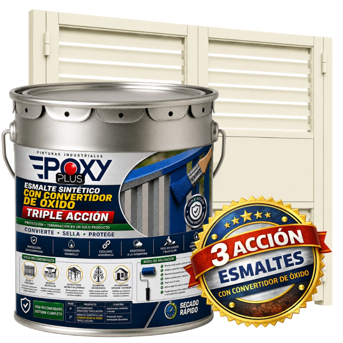 EPOXY - ESMALTE SINTETICO - CONVERTIDOR OXIDO -  TINETA 4G -  BLANCO PERLA