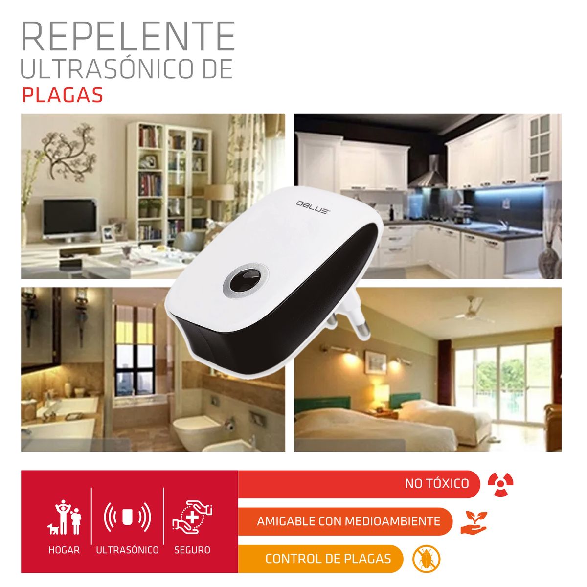 DBLUE - REPELENTE DBLUE DE INSECTOS ELECTRONICO, ULTRASONIDO