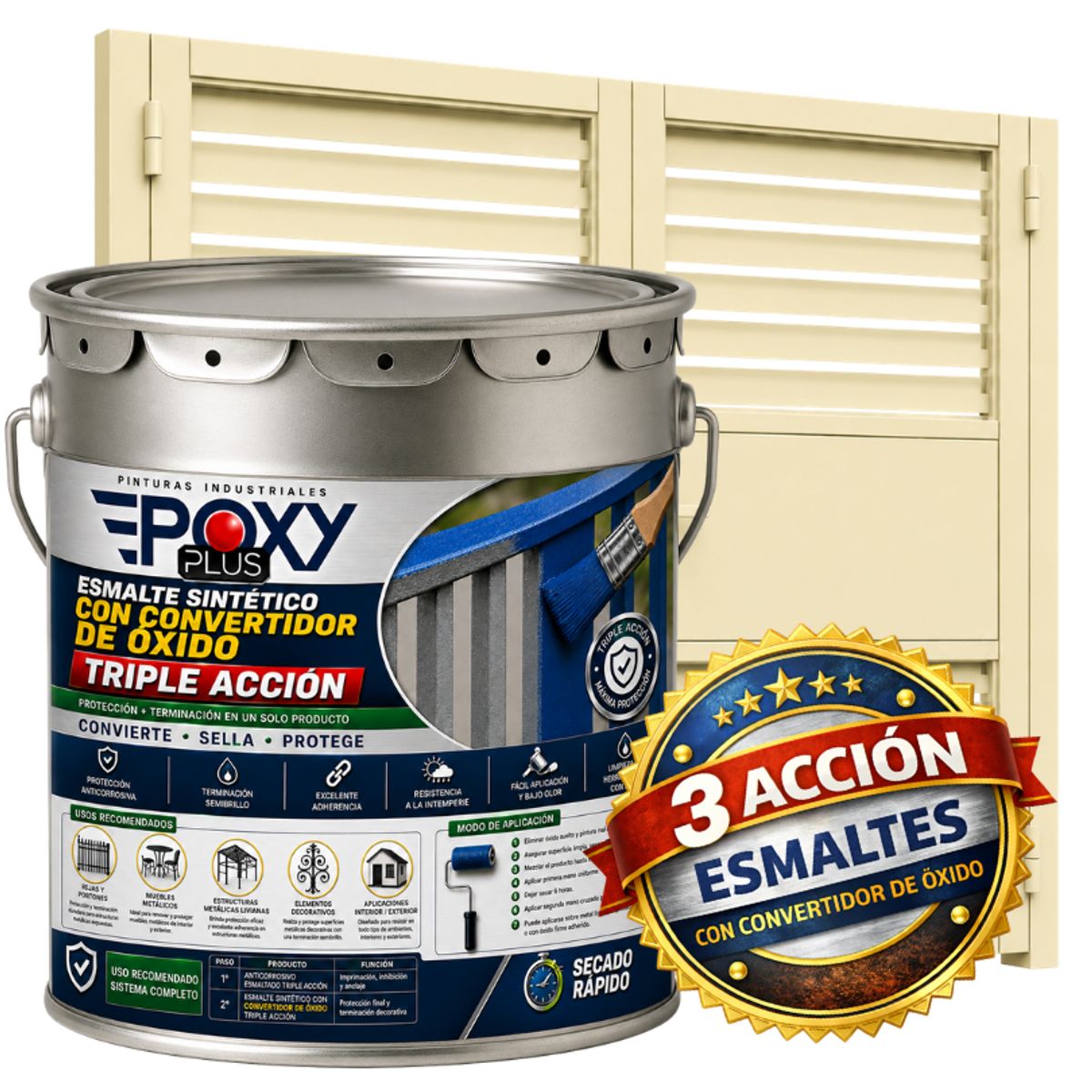 EPOXY - ESMALTE SINTETICO - CONVERTIDOR OXIDO -  TINETA 4G -  MARFÍL CLARO