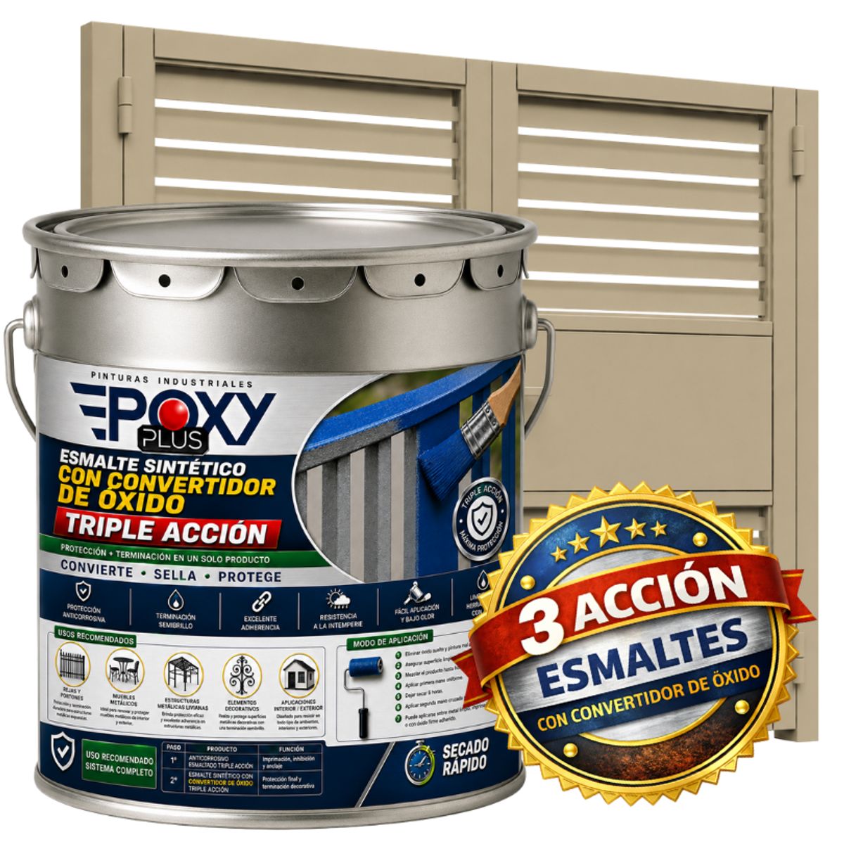 EPOXY - ESMALTE SINTETICO - CONVERTIDOR OXIDO -  TINETA 4G -  BEIGE GRISÁCEO