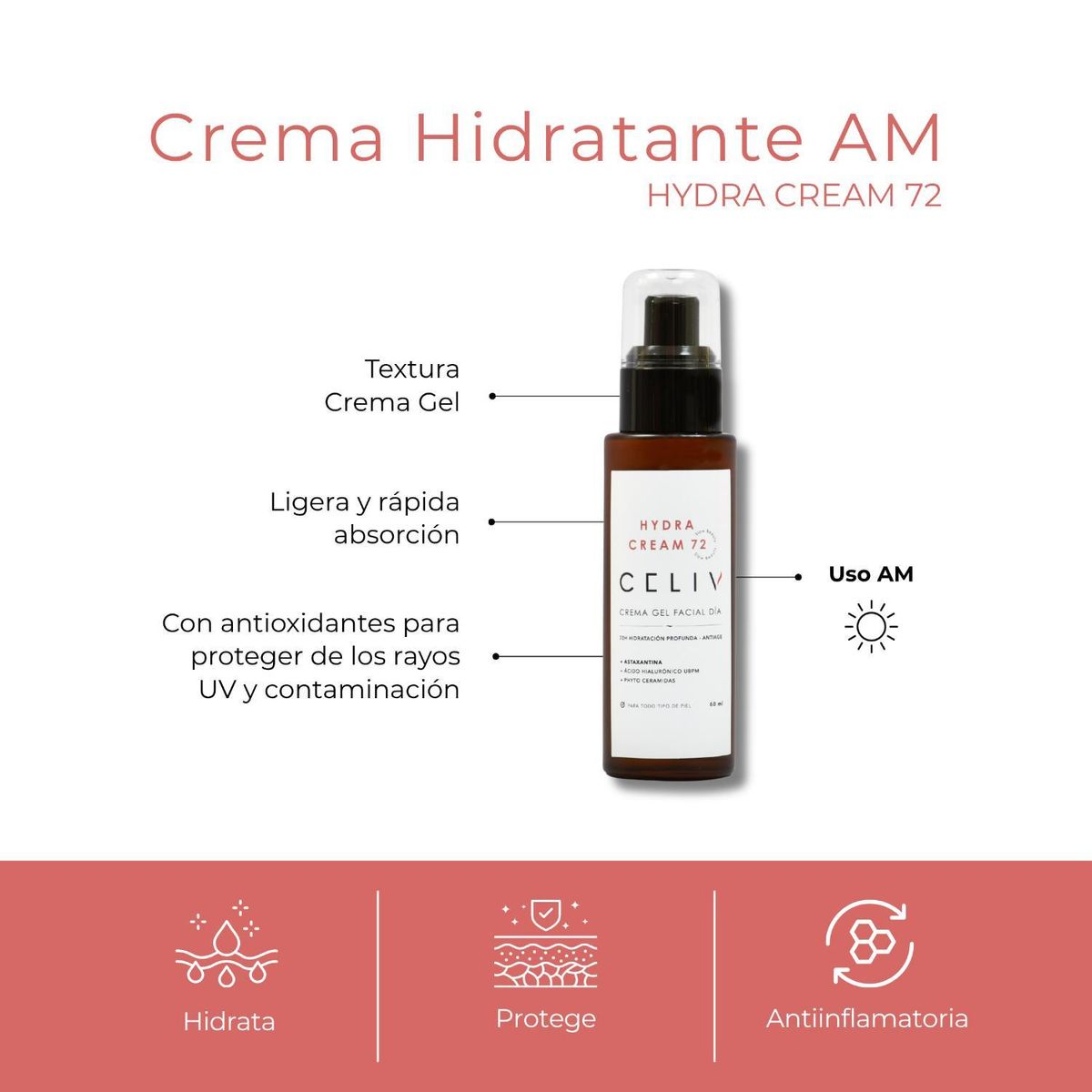 CELIV - Crema Gel Hidratante AM Hydra Cream 72h 60ml CELIV