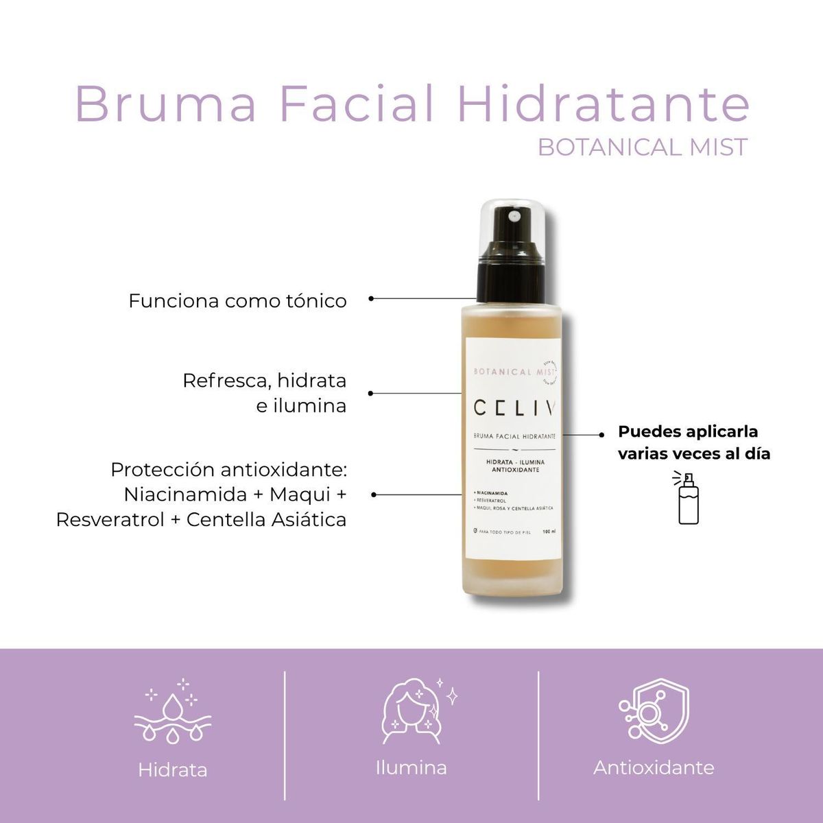 CELIV - Bruma Facial Hidratante Botanical Mist 100ml CELIV