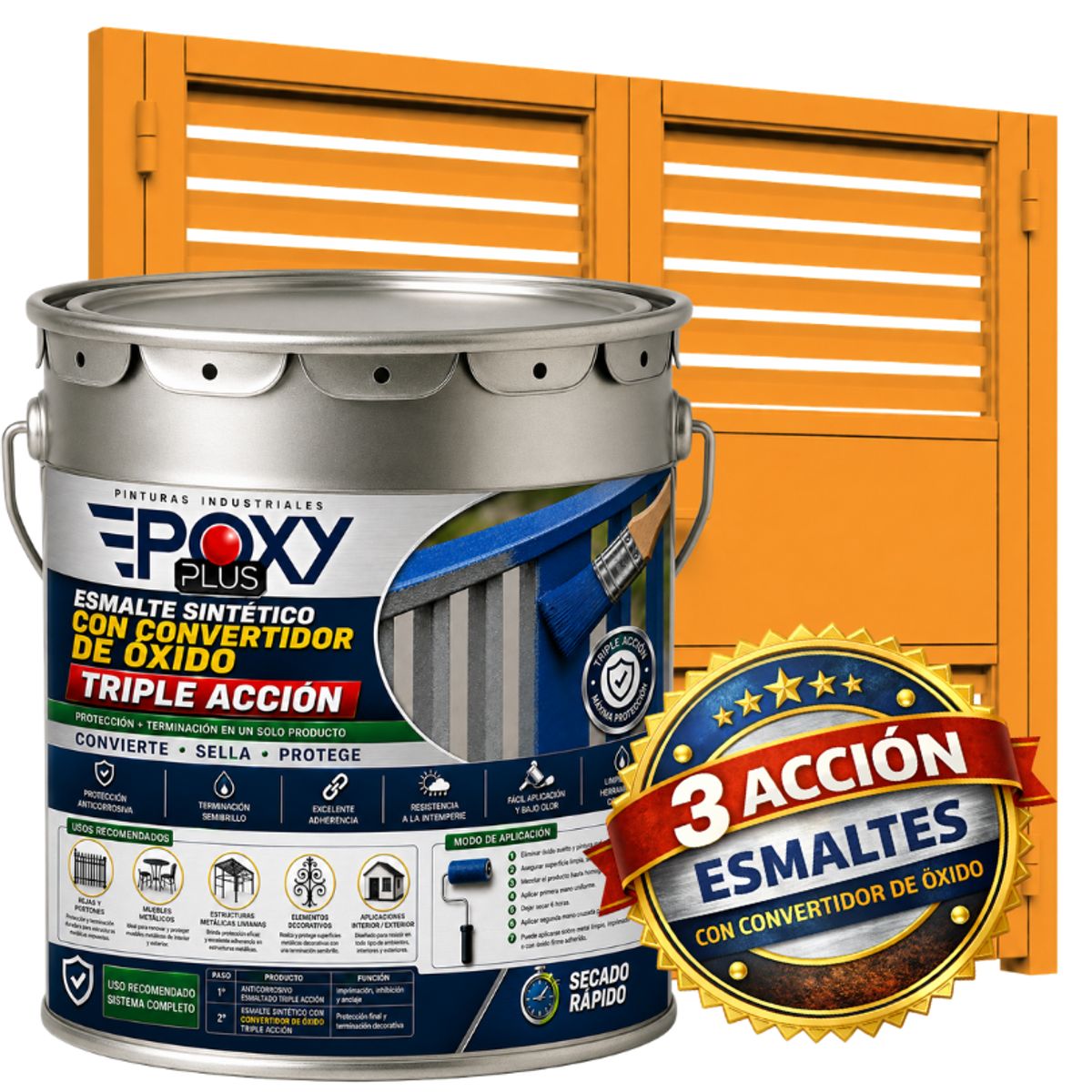 EPOXY - ESMALTE SINTETICO - CONVERTIDOR OXIDO -  TINETA 4G -  AMARILLO SOL