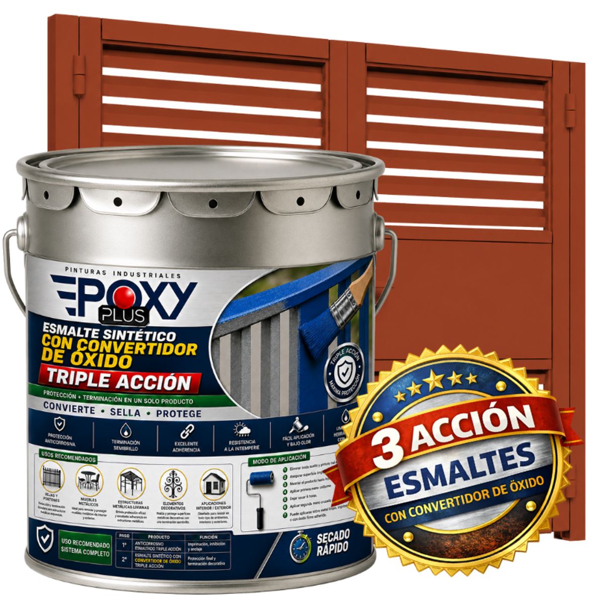 EPOXY - ESMALTE SINTETICO - CONVERTIDOR OXIDO -  TINETA 4G - NARANJA PERLADO