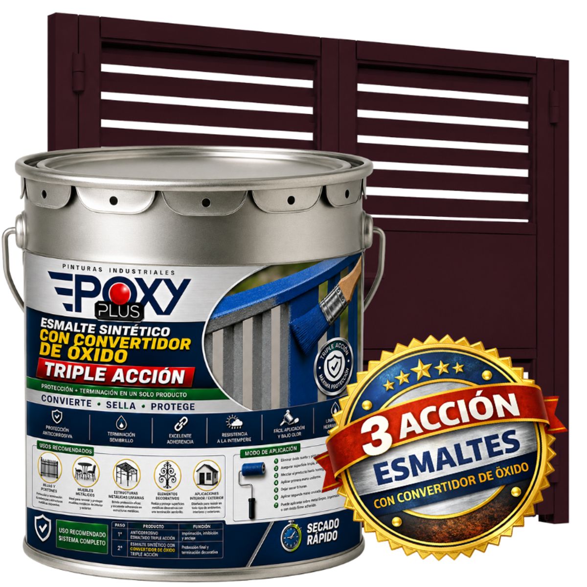 EPOXY - ESMALTE SINTETICO - CONVERTIDOR OXIDO -  TINETA 4G - ROJO NEGRO