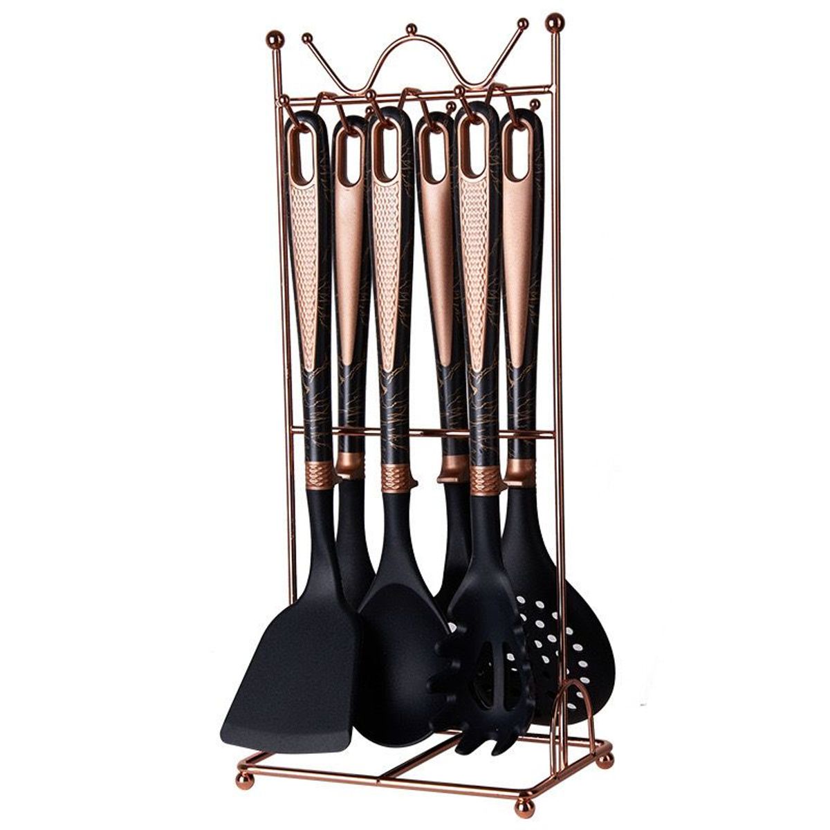 MP - Set Juego de Utensilios De Cocina Con 7 Piezas Con Soporte De Metal