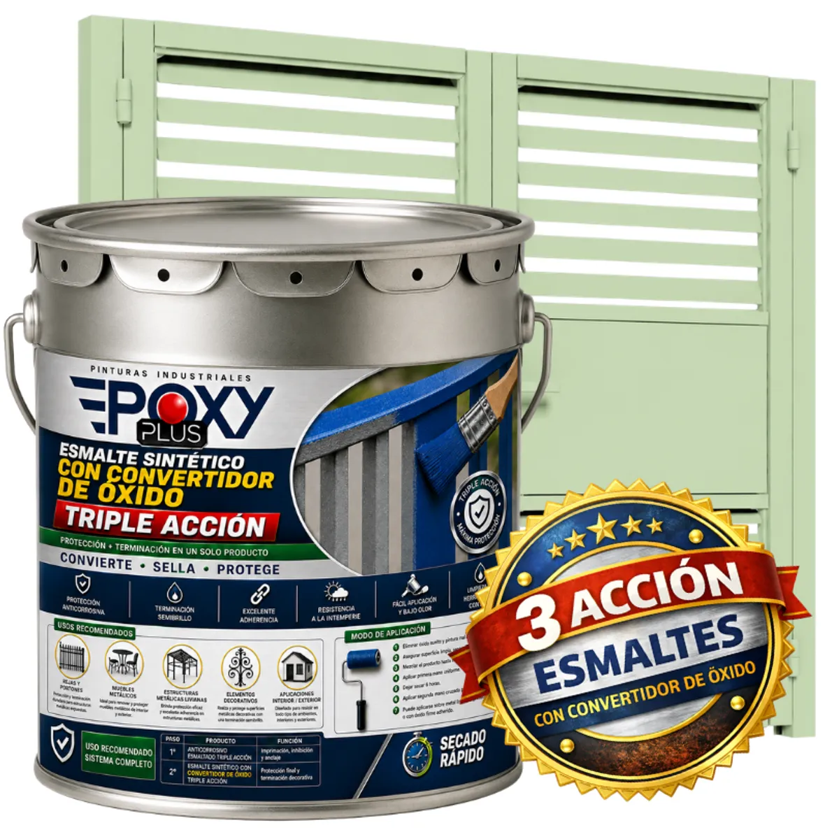 EPOXY - ESMALTE SINTETICO - CONVERTIDOR OXIDO -  TINETA 4G -  VERDE BLANCO
