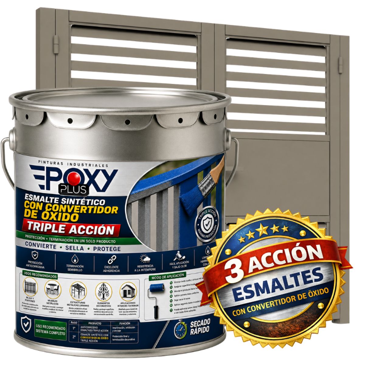 EPOXY - ESMALTE SINTETICO - CONVERTIDOR OXIDO -  TINETA 4G -  GRIS PERLADO RATÓN