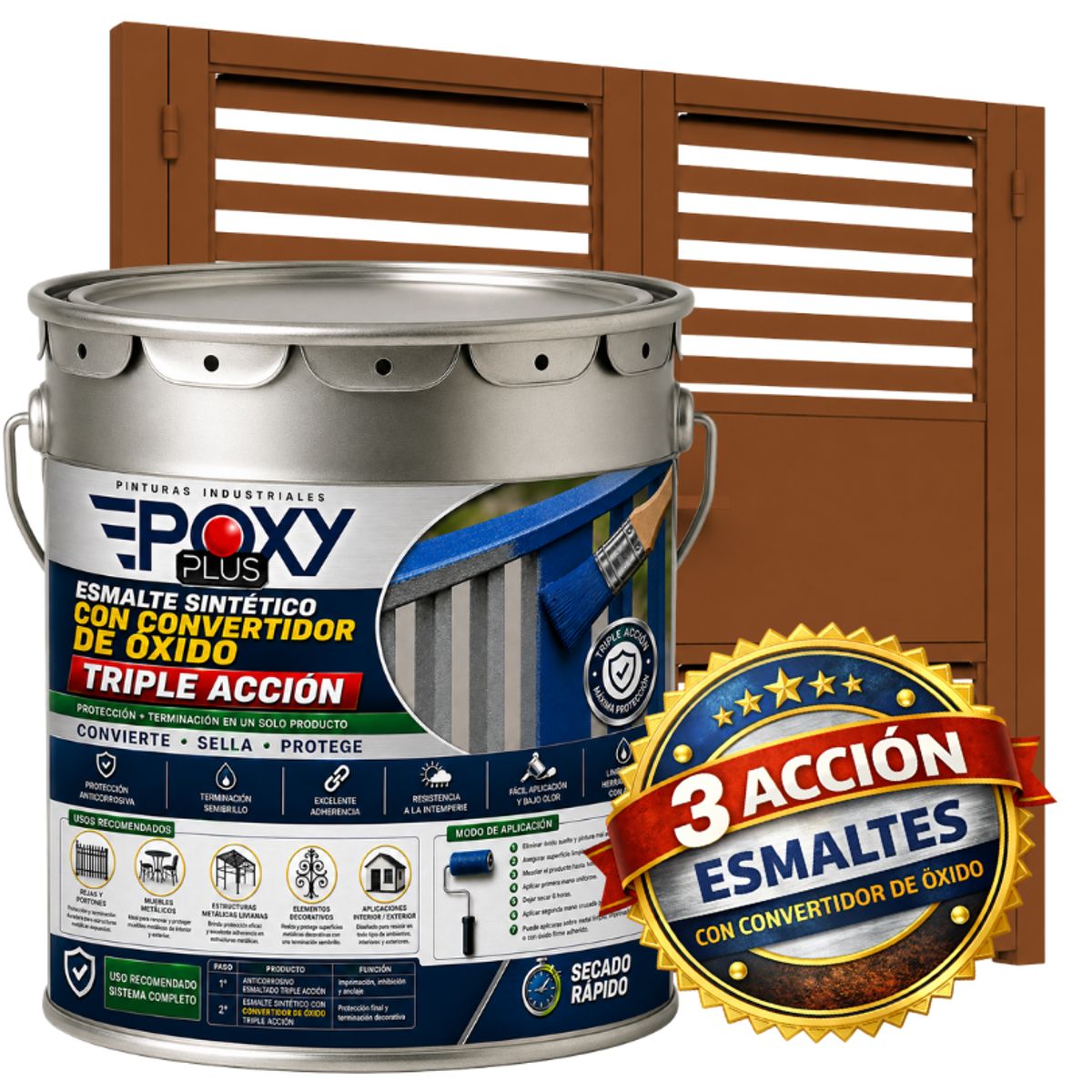 EPOXY - ESMALTE SINTETICO - CONVERTIDOR OXIDO -  TINETA 4G - MARRÓN BARRO
