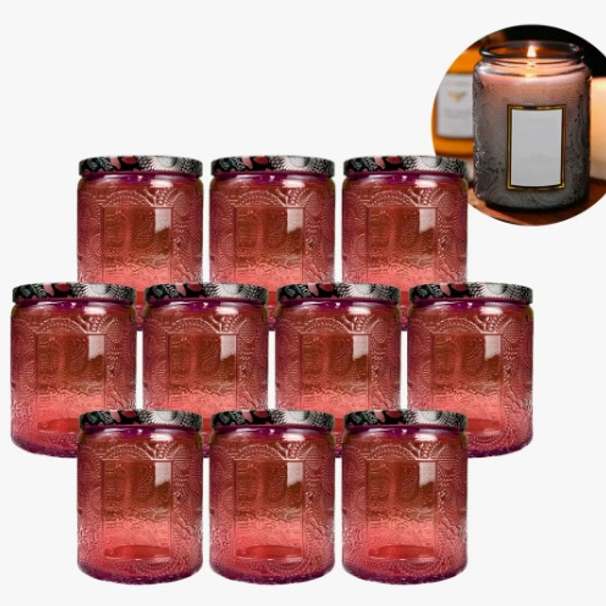 GENERICO - Set 10 Frascos De Vidrio Rosa