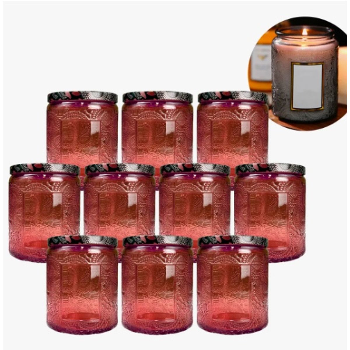 GENERICO - Set 10 Frascos De Vidrio Rosa