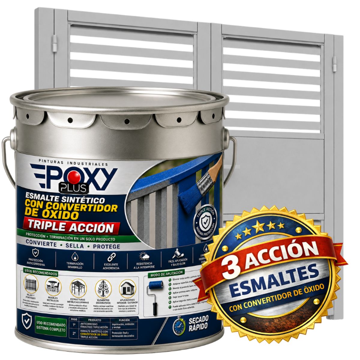 EPOXY - ESMALTE SINTETICO - CONVERTIDOR OXIDO -  TINETA 4G - BLANCO ALUMINIO