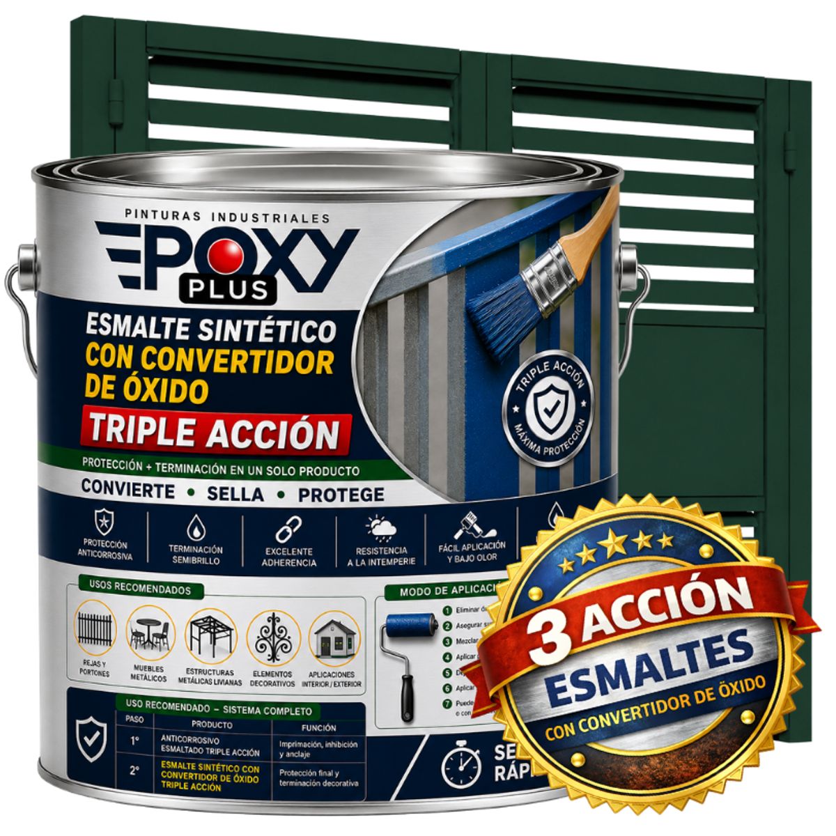 EPOXY - ESMALTE SINTETICO - CONVERTIDOR OXIDO -  GALÓN -  VERDE MUSGO
