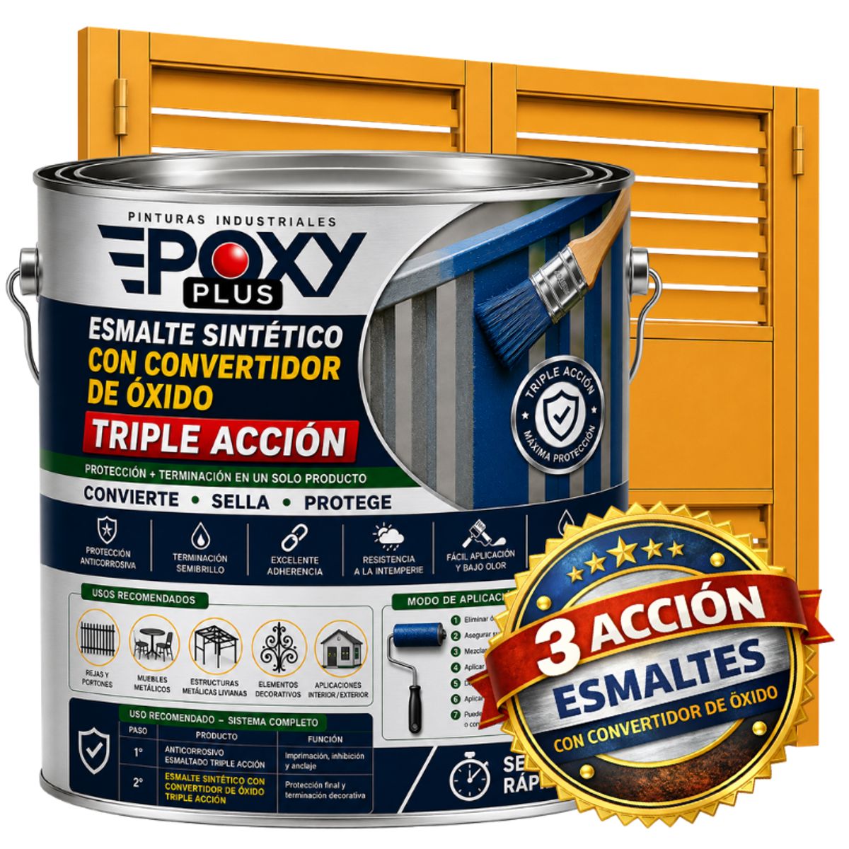 EPOXY - ESMALTE SINTETICO - CONVERTIDOR OXIDO -  GALÓN -  AMARILLO MAÍZ