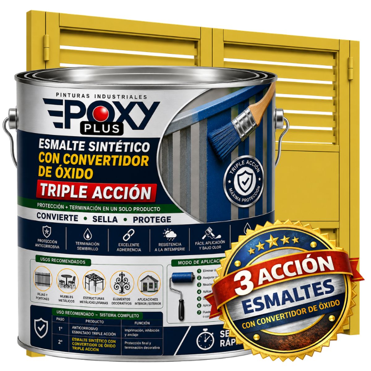 EPOXY - ESMALTE SINTETICO - CONVERTIDOR OXIDO -  GALÓN -  AMARILLO LIMÓN