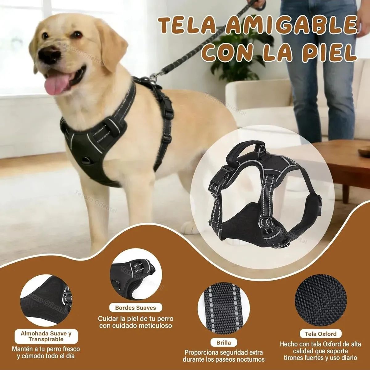 GENERICO - Pechera Para Perro Arnés Ajustable Reflectantes Con Correas Labg