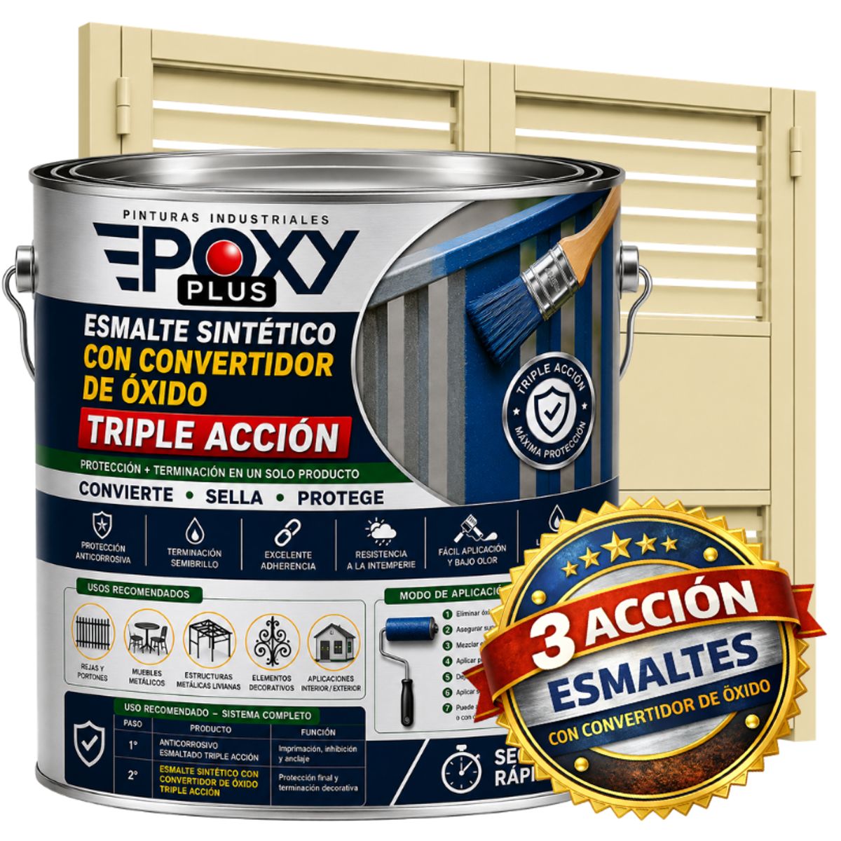 EPOXY - ESMALTE SINTETICO - CONVERTIDOR OXIDO -  GALÓN -  MARFÍL