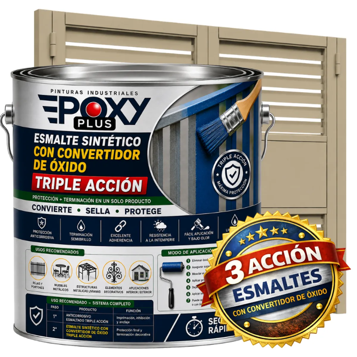 EPOXY - ESMALTE SINTETICO - CONVERTIDOR OXIDO -  GALÓN -  BEIGE GRISÁCEO