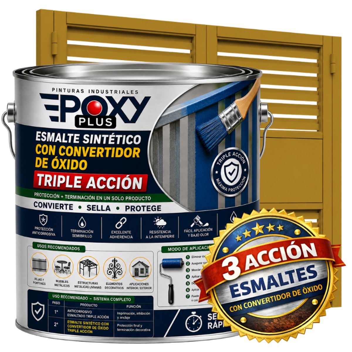 EPOXY - ESMALTE SINTETICO - CONVERTIDOR OXIDO -  GALÓN -  AMARILLO CURRY