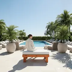 GENERICO - Banqueta Terrazas y Patios Rustica Pino Cojines Beige
