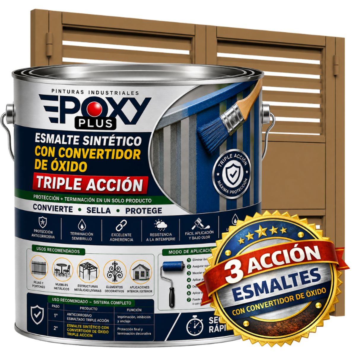 EPOXY - ESMALTE SINTETICO - CONVERTIDOR OXIDO -  GALÓN -  ORO PERLADO