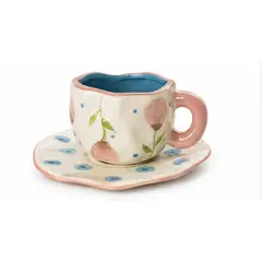 TODOK - Taza de Ceramica Ligera de Lujo Rosa a Flores