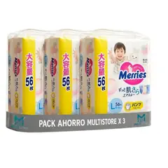 MERRIES - Pack X3 Pañales Pants Talla L 168 Unidades 9-14kg