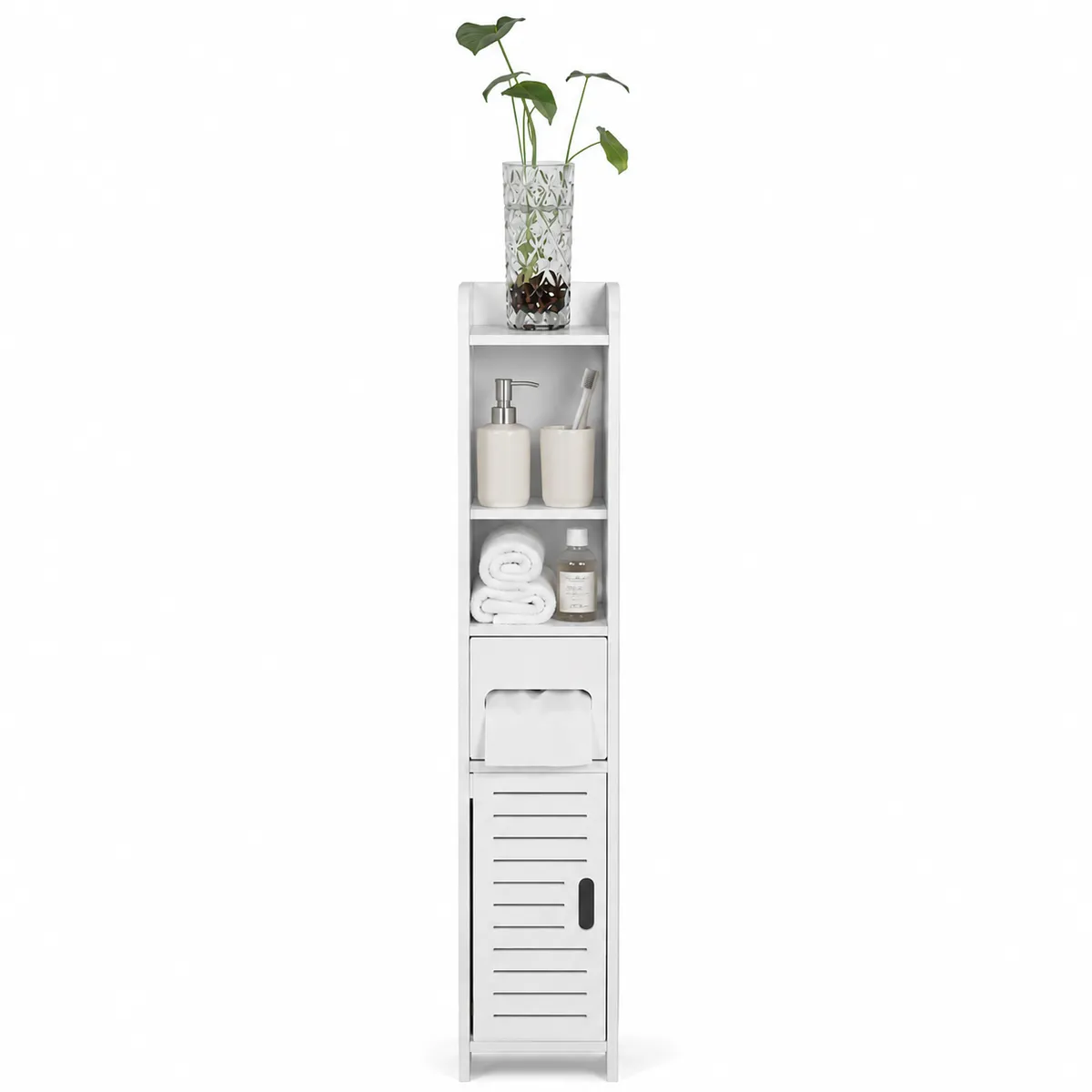 GENERICO - Mueble Organizador Para Baño Blanco Con Cajones y Estantes