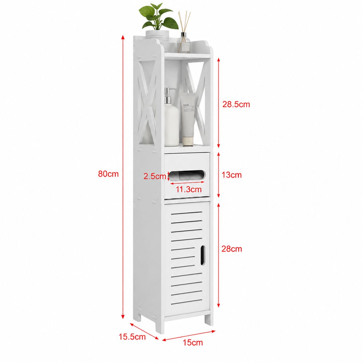 GENERICO - Mueble Organizador Para Baño Blanco Con Cajones y Estantes