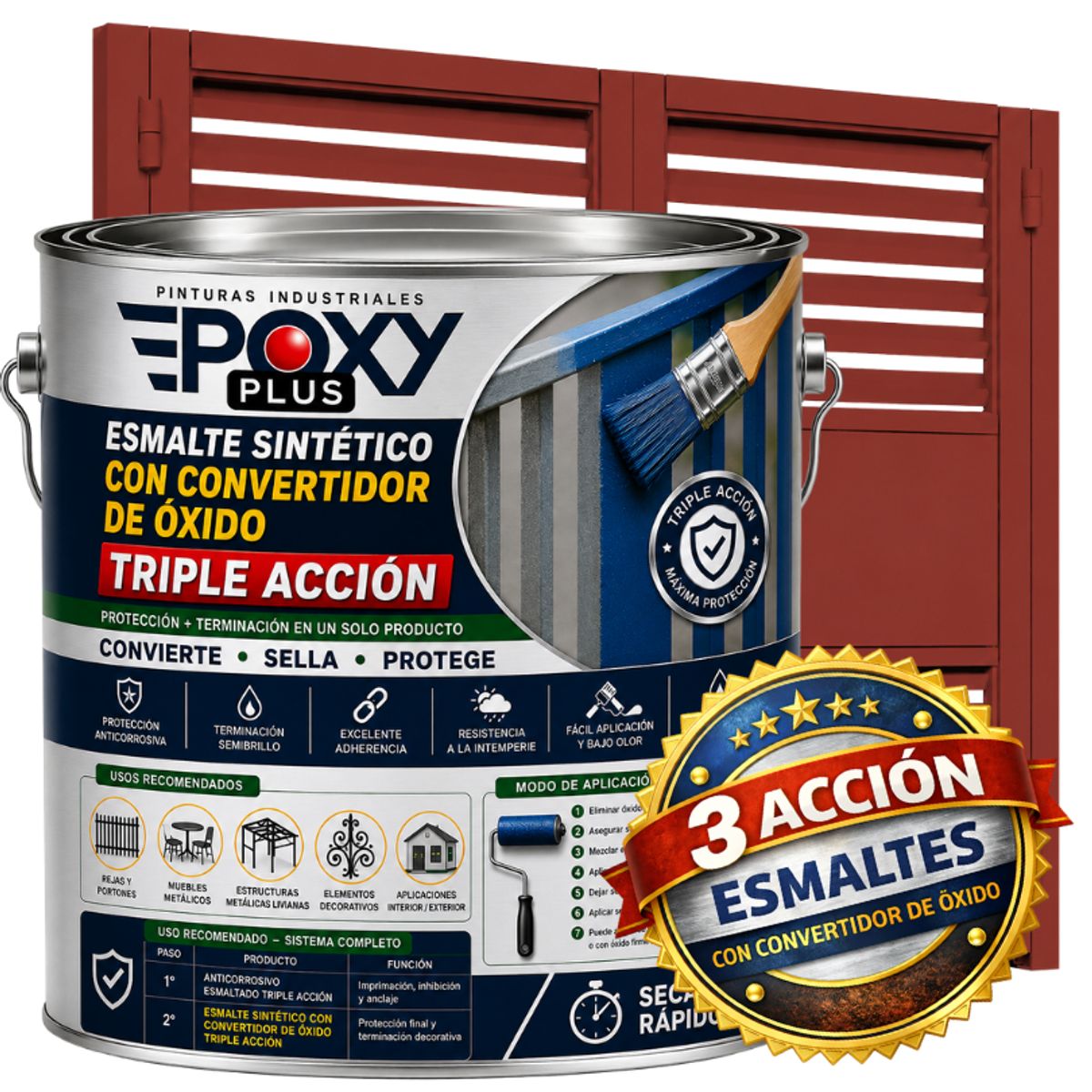 EPOXY - ESMALTE SINTETICO - CONVERTIDOR OXIDO -  GALÓN -  ROJO MARRÓN