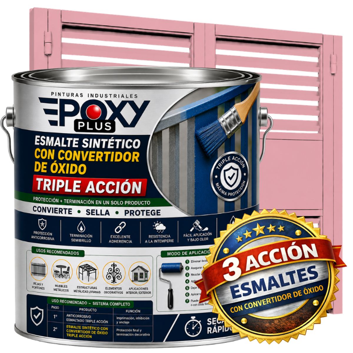 EPOXY - ESMALTE SINTETICO - CONVERTIDOR OXIDO -  GALÓN -  ROSA CLARO