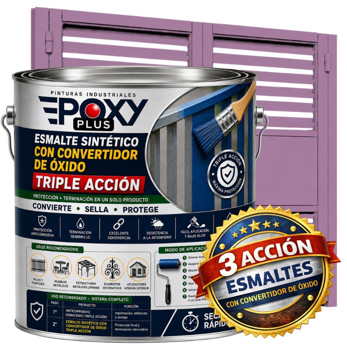 EPOXY - ESMALTE SINTETICO - CONVERTIDOR OXIDO -  GALÓN -  VIOLETA PASTEL