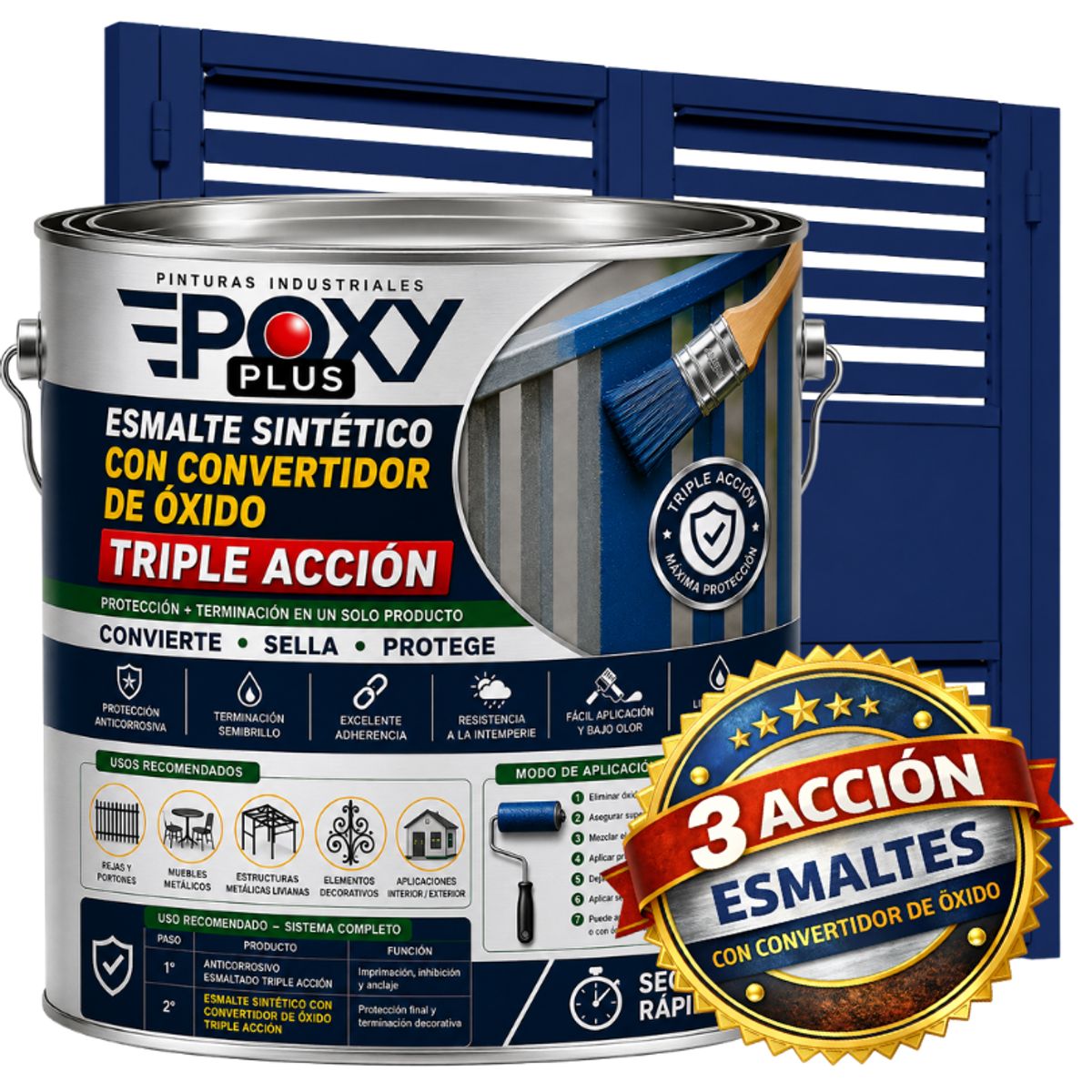 EPOXY - ESMALTE SINTETICO - CONVERTIDOR OXIDO -  GALÓN -  AZUL ZAFIRO