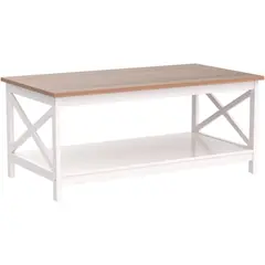 SPACEZAT - Mesa de Centro Rectangular Blanca Madera Vittoria