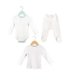 PUMUCKI - Set Primera Ropa Bebé 3 Piezas Algodón Blanco