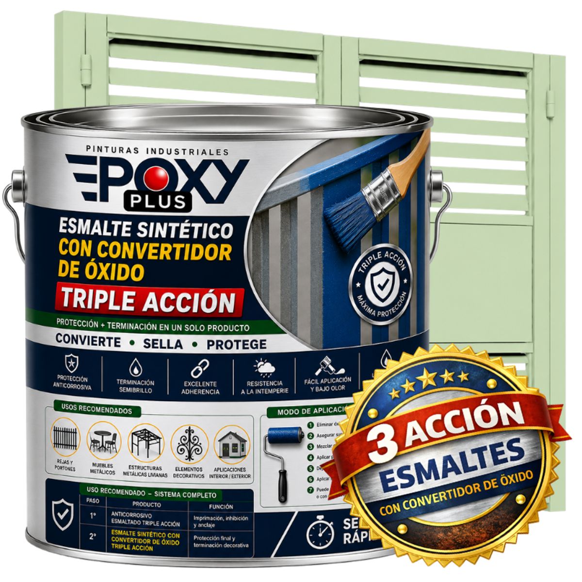 EPOXY - ESMALTE SINTETICO - CONVERTIDOR OXIDO -  GALÓN -  VERDE BLANCO