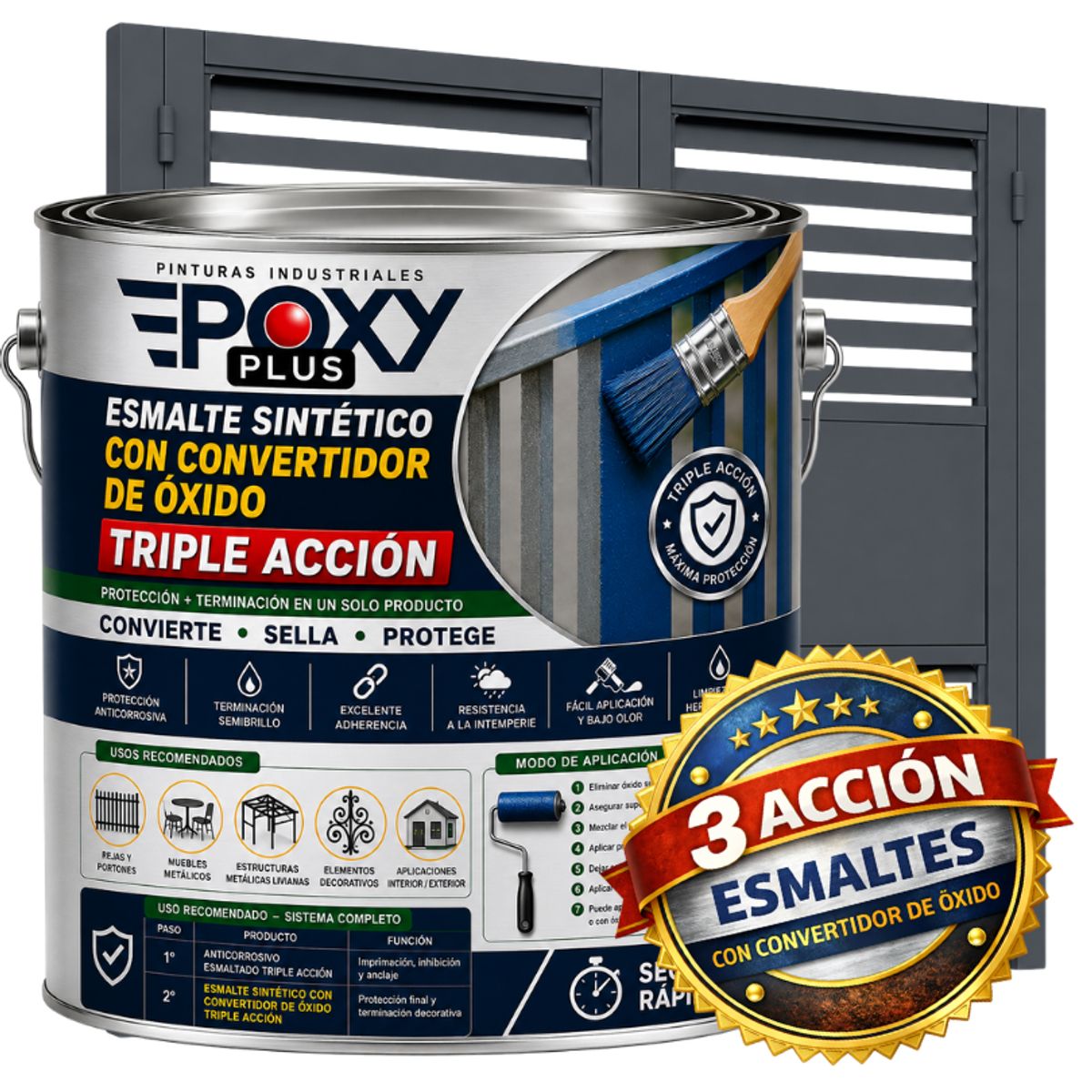 EPOXY - ESMALTE SINTETICO - CONVERTIDOR OXIDO -  GALÓN -  GRIS HIERRO