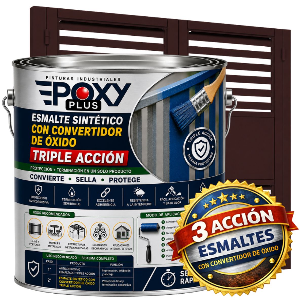 EPOXY - ESMALTE SINTETICO - CONVERTIDOR OXIDO -  GALÓN -  CHOCOLATE OSCURO