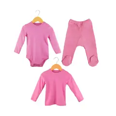 PUMUCKI - Set Primera Ropa Bebé 3 Piezas Algodón Fucsia