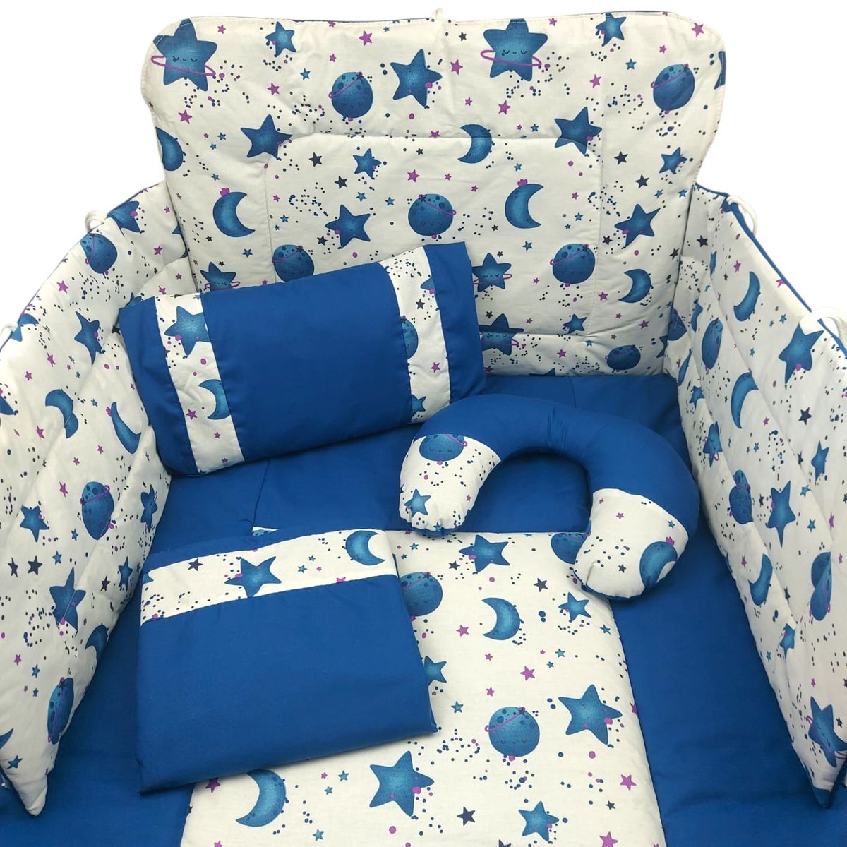 GENERICO - Set Para Cuna Estandar Azul Universo
